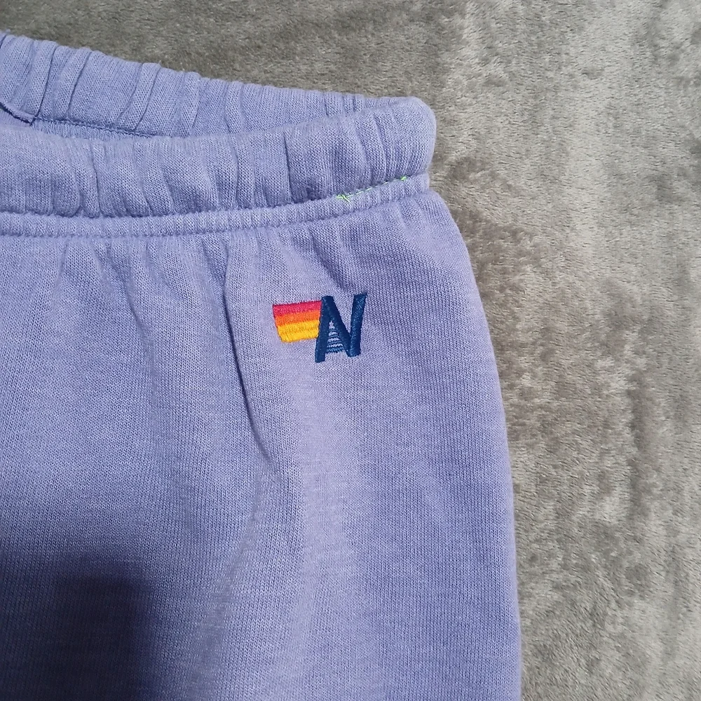 Aviator Nation Lavender Sweatpants with Pink Lightning Bolts - Picture 3 of 8